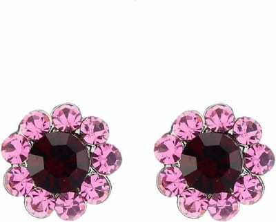 Vintage oorstekers - bloem met roze steentjes - Behave