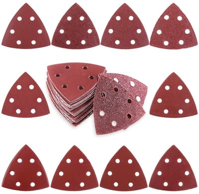 50 Stuks 90mm Driehoekige Schuurpapier met 6 Gaten - Assortiment van 40 tot 1000 Grit voor Detail Schuren en Verven