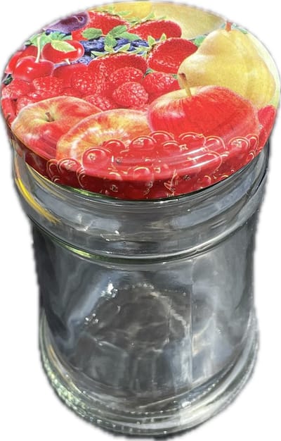 Natuurlijker leven - Glazenpotten 300 ml - deksel met gemengd fruit afbeelding set van 8 x 6 stuks