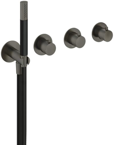 Hotbath Cobber - Afbouwdeel voor Inbouw Douchethermostaat - 2 Stopkranen - Gepolijst Zwart Pvd - V02
