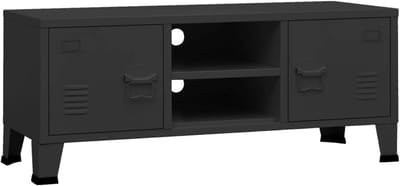 Industriële tv-kast - Mediameubel - Woonkamer opbergen - Robuuste metalen constructie - 105 x 35 x 42 cm - Zwart
