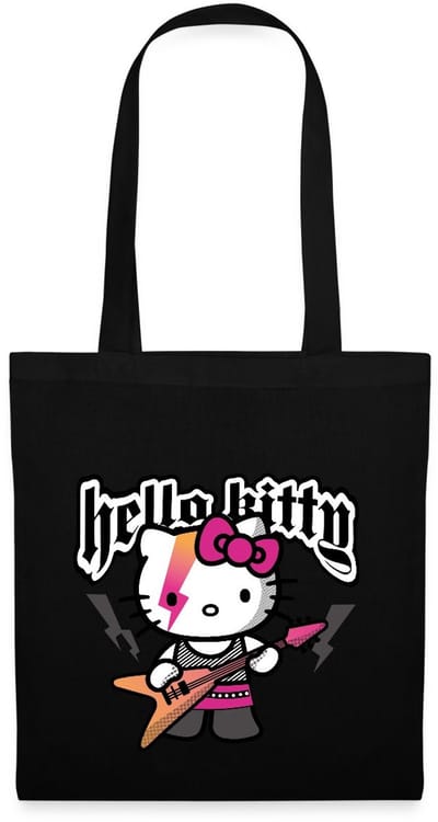 Hello Kitty In Een Rockoutfit Speelt E-gitaar Tas Van Stof Schoudertas