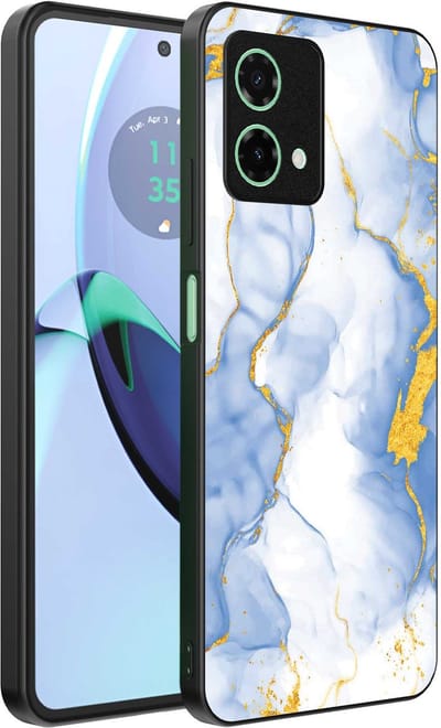 Geschikt voor Motorola Moto G84 Telefoonhoesje met Lichtblauw Goud Marmer Opdruk - TPU Backcover Case Lightblue Gold Marble Design - Smartphonica geschikt voor Motorola Moto G84