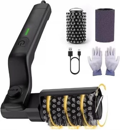 carmdering - Barbecueborstel - Elektrische Barbecueborstel - Grillborstel - 180° verstelbaar, 300-400 RPM, 3 snelheden - Oplaadbaar (2600 mAh, 90+ min, USB-C) - Voor roosters en plancha's - Roestvrij staal - Cadeau voor barbecueliefhebbers