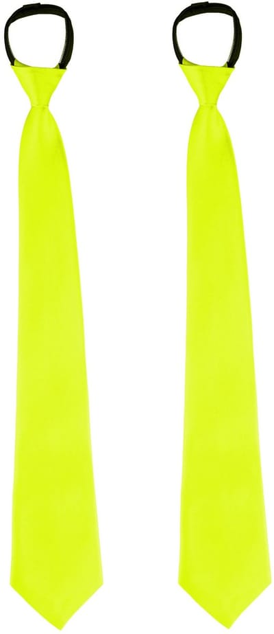 Funny Fashion Carnaval verkleed stropdas - 2x - neon geel - volwassene - verkleedthema