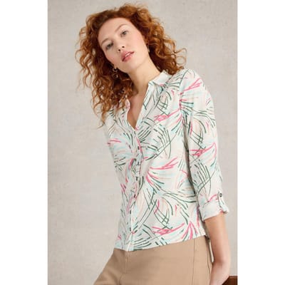 White Stuff Annie Jersey Shirt Green Print Maat: 14 | Longsleeves Outlet | Dames | Groen