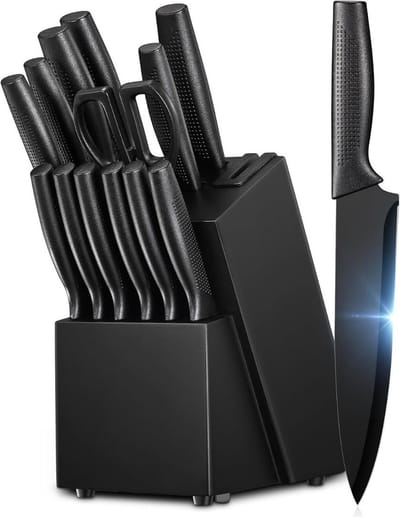 ApexArte® Messenset met Blok - Messensets met Messenblok - Koksmes - Keukenmessen Set - Super Scherp