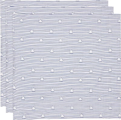 Jollein x Nijntje Hydrofiele Doek Small - 70x70cm - Miffy Stripe - Navy - 3 Stuks