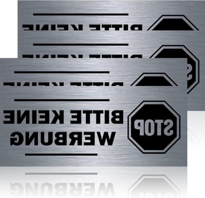 2 stuks zelfklevende brievenbusbordjes van roestvrij staal - geen reclamestickers - voor brievenbus - 70 x 30 mm - set van 2 - weerbestendig