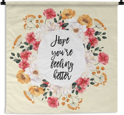 Wandkleed - Wanddoek - Sterkte - Quotes - Plant - Hope - 180x180 cm - Wandtapijt