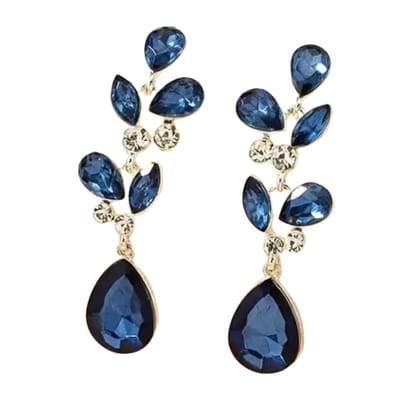 Oorbellen -Blauw -Ariana -zilverkleur- Lang- Charme Bijoux