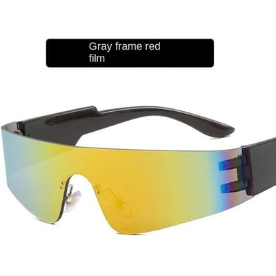 Nieuwste Trends Y2K Zonnebrillen Dames Heren Mode Punk Frameloze Zonneklep Zonnebril Designer Eendelig Glas Sportbril UV400
