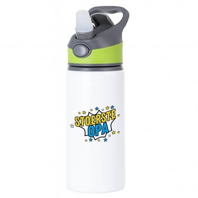 Hacebo® - Stoerste opa waterfles met rietje groen - Opa - beste opa - verjaardagscadeau - cadeau voor opa - kado - gift - water fles - 650ML
