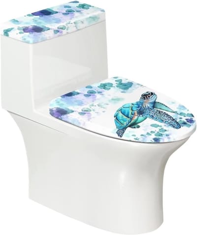 Toiletdekselhoes Set - WC Dekselhoes - Badkamer Decoratie - Elastische Rand - 2 Stuks - Schildpad