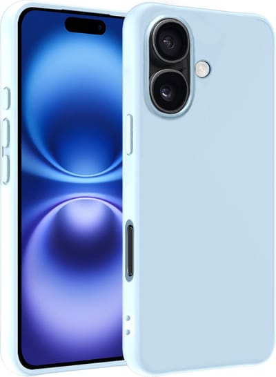 Hoesje - Geschikt voor Apple iPhone 16 - Sterk & Shockproof - Siliconen Case - Hoes Cover - Telefoonhoes - Lichtblauw