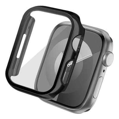Screen protector - Geschikt voor Apple Watch 7 / 8 / 9 - 41 mm - Full Cover Hard Case / Beschermend Hoesje - Zwart
