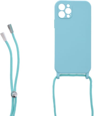 LuxeBass Siliconen hoesje met koord geschikt voor Apple iPhone 12 Pro - Turquoise - telefoonhoes - gsm hoes - telefoonhoesje