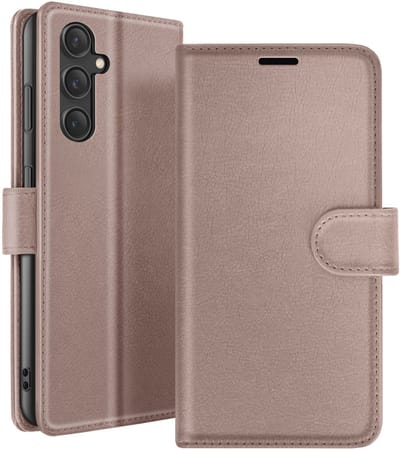 Zanae, Hoesje geschikt voor Galaxy S23 FE - Wallet Case met Stand & Magneetsluiting, Taupe