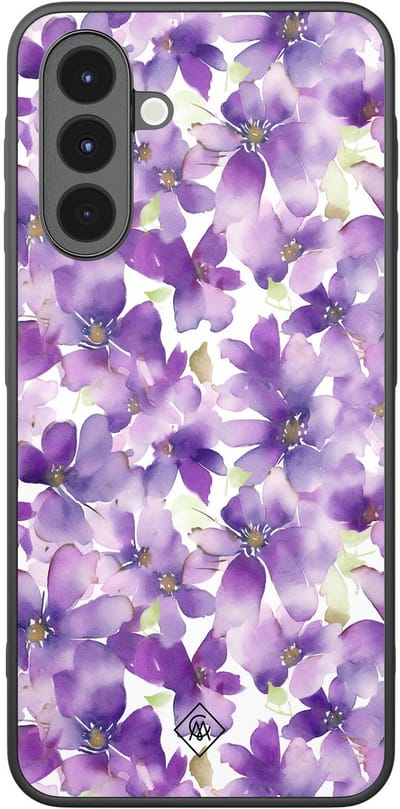 Casimoda® hoesje - Geschikt voor Samsung Galaxy A16 - Floral Violet - Zwart TPU Backcover - Bloemen - Paars