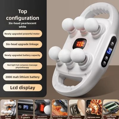 32 Massagekop Massagepistool Diepe Weefselspier Professionele Kwaliteit Hoog Vermogen Draadloos Hoge Frequentie Vibratie Met Verwarming Cadeau Type c charge
