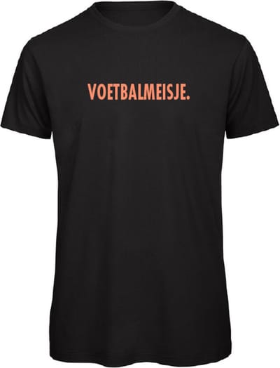 T-shirt Zwart XL - voetbalmeisje - oranje - soBAD. | T-shirt unisex | T-shirt dames | Voetbal | Humor