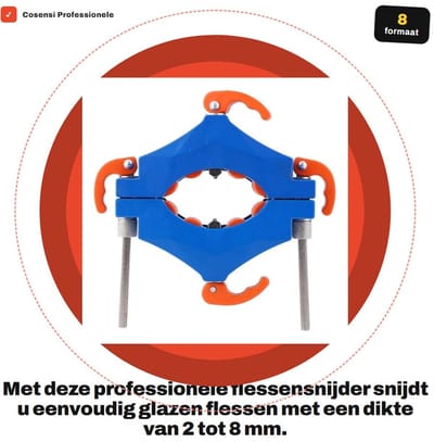 Dailygoods- Flessensnijder Professionele Snijmachine - Hardmetalen Wiel - Stalen Beugel - Kunststof Behuizing - Snijden tot 8 mm - Duurzaam en Gebruiksvriendelijk - Glas Snijder