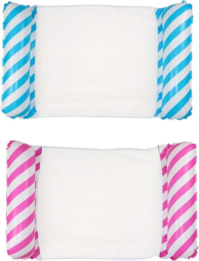 Nivard Luxe Waterhangmat - Luchtbed Zwembad - Luchtmatras Opblaasbaar - Water Hangmat - Aqua Lounge - 2 Stuks - Lichtblauw + Roze