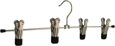 De Kledinghanger Gigant - Knijperhanger - Volwassenen - 8365 - 50 Stuks - Metaal - Verchroomd - Zwart - 4 Verschuifbare Anti-slip Maxi knijpers - 50 cm - Rokhanger - Broekhanger - Pantalonhanger - Kledinghanger - Kleerhanger (8365_00/50)