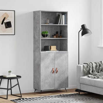 vidaXL - Hoge - kast - 69,5x34x180 - cm - bewerkt - hout - betongrijs