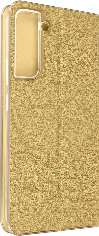 Forcell, Hoesje Geschikt voor Samsung S22 Plus met Pasjeshouder en Standfunctie, Goud