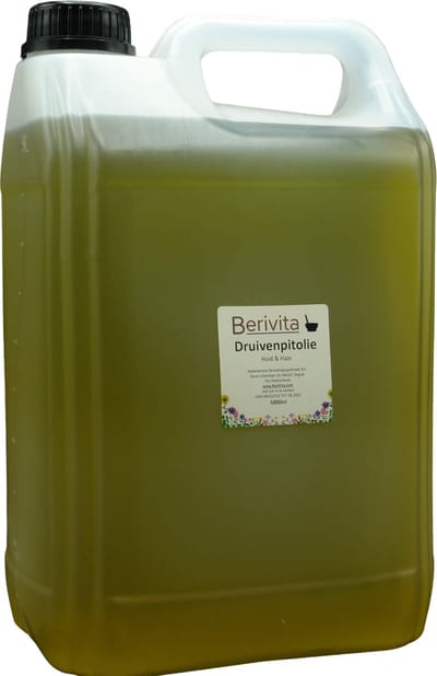 Druivenpitolie Puur 5 Liter - Huidolie en Haarolie - Puur en Koudgeperst - Grapeseed Oil