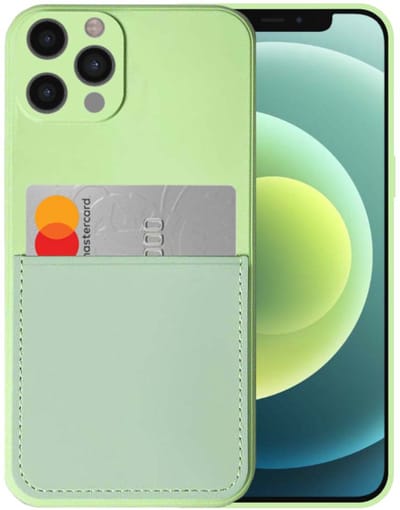 Smartphonica iPhone 12 Pro siliconen hoesje met pashouder en zachte binnenkant - Groen geschikt voor iPhone 12 Pro