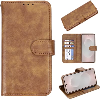 Casemania Hoesje Geschikt voor Samsung Galaxy S26 - Bruin - Luxe Kunstleren Portemonnee Book Case met Pasjeshouder en Standaardfunctie