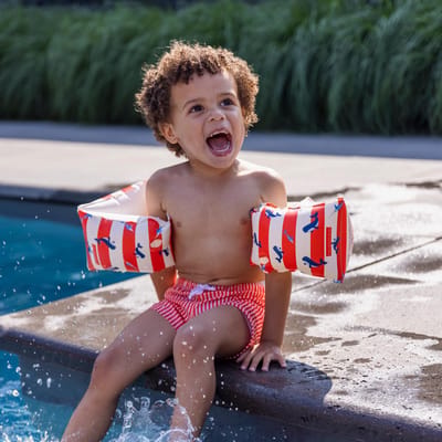 Swim Essentials - Zwembandjes met walvisprint - Zwemvleugels - Kinderen - Jongens - Meisjes - 15-30 kg - 2-6 jaar - PVC - wit - rood