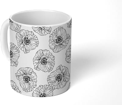Mok - Koffiemok - Klaproos - Bloemen - Design - Mokken - 350 ML - Beker - Koffiemokken - Theemok