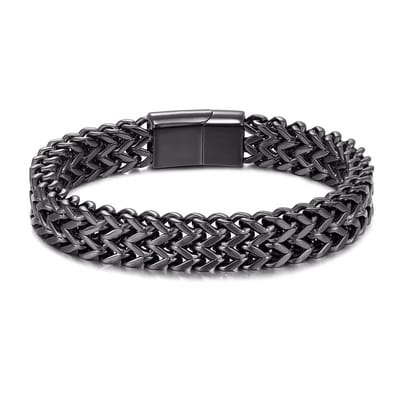 Sorprese armband - Vintage - 21 cm - Schakel - RVS - zwart - armband heren - magnetische sluiting - cadeau - Model U
