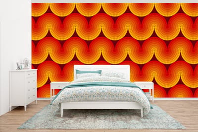 Behang - Fotobehang Design - Retro - Rood - Abstract - Breedte 500 cm x hoogte 280 cm