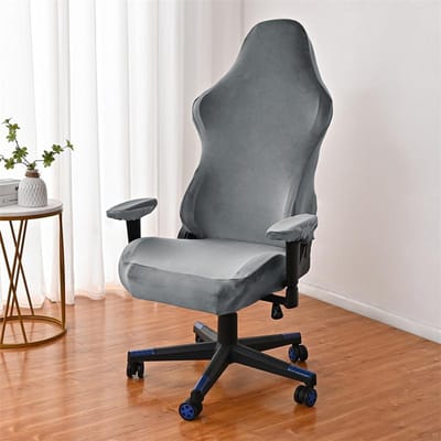 Fluwelen Gaming Stoelhoes Computer Stoel Zitting Beschermhoes Elastische Boss Kantoorstoelhoes Met Armleuninghoezen Wasbaar Effen With Armrest cover