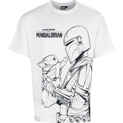 Star Wars Oversized T-shirt - The Mandalorian - I Protect You - M tot XXL - voor Mannen - wit