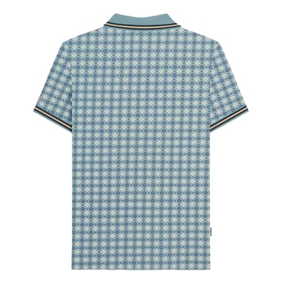 Lambretta Heren SS25 Geometric Poloshirt (Rookblauw)