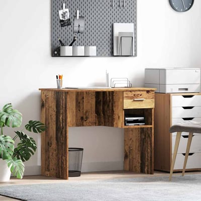 vidaXL - Bureau - Oud - Hout - 90 - x - 49 - x - 75 - cm - Bewerkt - hout