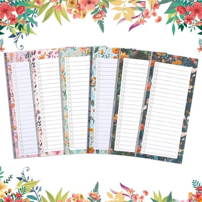 SnelShoppen - Magnetisch Notitieblok, 6 Packs Magnetische Notitieblokken, Magnetische Boodschappenlijst, Afneembare Bladen, Kleurige Fruitpatronen voo