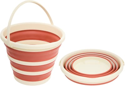 5Five Emmer - 2x - 10L - rood - PP - opvouwbaar - 32 x 32 x 32 cm - flexibel - schoonmaken