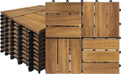 Houten Tegels - Balkon Terras - Buiten Vloeren - Drainage Insteeksysteem - 30x60cm 33 Stuks - Acaciahout Stijl B