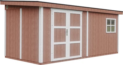 Timbela M940-REDWOOD RED - LP SmartSide Tuinhuis op houtbasis - 11,47 m² - 530x248xH231 cm - met vloer en verf