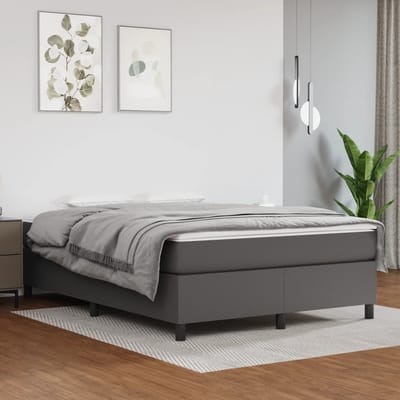 vidaXL - Boxspring - bed - kunstleer - grijs - 140x190 - cm
