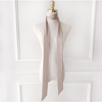 Effen Kleur Smalle Strook Dunne Sjaal Dames Sjaal Taille Riem Hoofdband Stropdas Tas Lint Lint white
