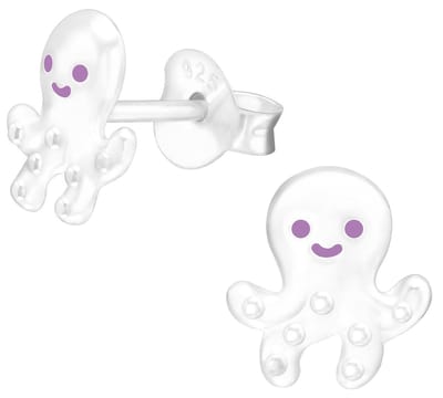 Joy|S - Zilveren octopus oorbellen - 7 x 8 mm - kinderoorbellen