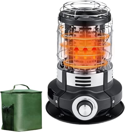 Elektrische Terrasverwarmer - Buitenverwarming Draagbaar - Terras Verwarmen - Snelle Verwarming 1.5kW - 30x30x30 cm - Zwart Wit