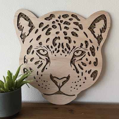 Wanddecoratie dier - Houten dierenkop - Cheetah wandbord - Decoratie - Kinderkamer decoratie - Aankleding kinderkamer - Rotan - Wandbord dieren - dieren - Houten hoofd dier - Houten dier - kraamcadeau - cadeau - baby